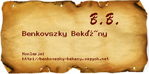 Benkovszky Bekény névjegykártya